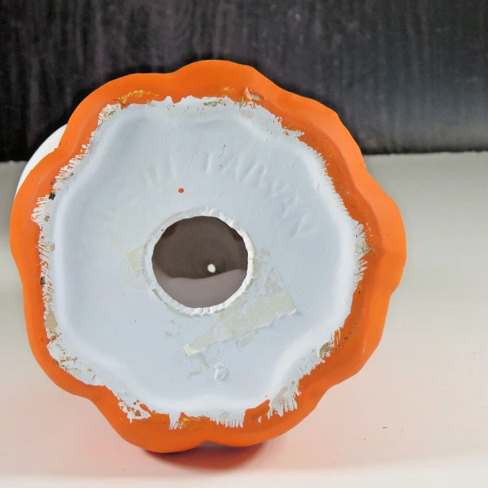 Ceramic Ghost Pumpkin Halloween Tea Light Candle Holder Statue 7” Kmart Vintage